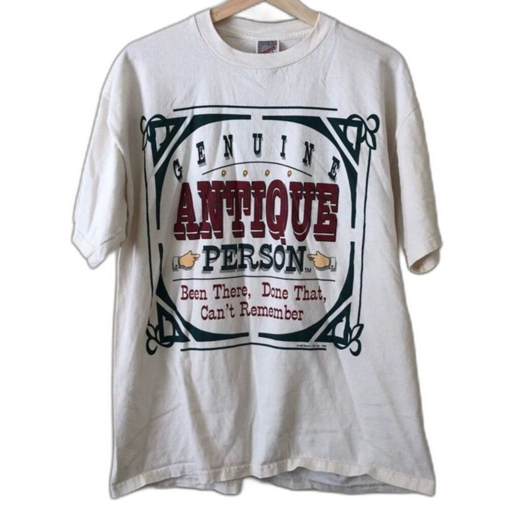 VTG Jerzees Unisex White Antique Person Been There Done That 90s T-Shirt Sz L